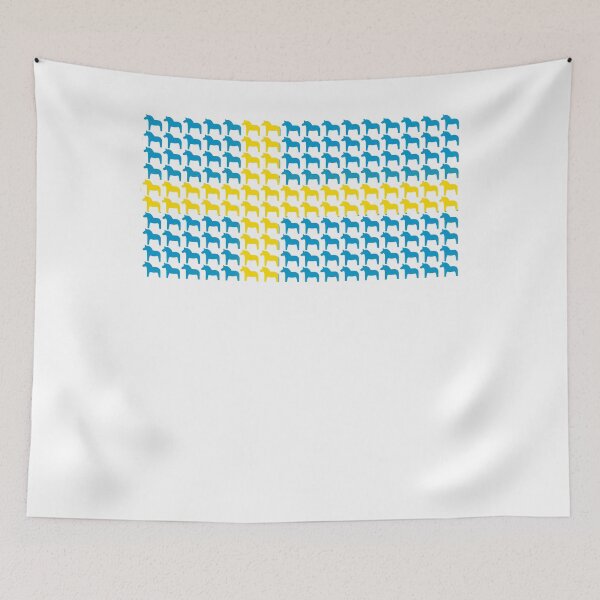 Item preview, Dala Horse Swedish Flag Dalecarlian Horses Nordic Sweden designed and sold by funnytshirtemp.