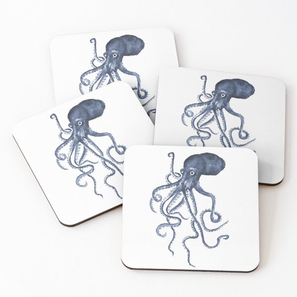 Item preview, Dark Blue Watercolor Octopus designed and sold by PandaAvenue.