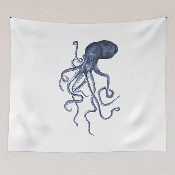 Item preview, Dark Blue Watercolor Octopus designed and sold by PandaAvenue.