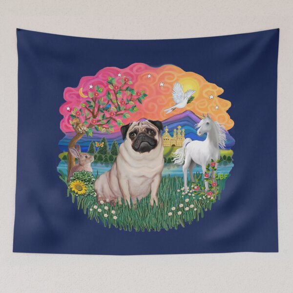 Item preview, Fantasy Land with a Pug (fawn colored) designed and sold by JeanBFitzgerald.