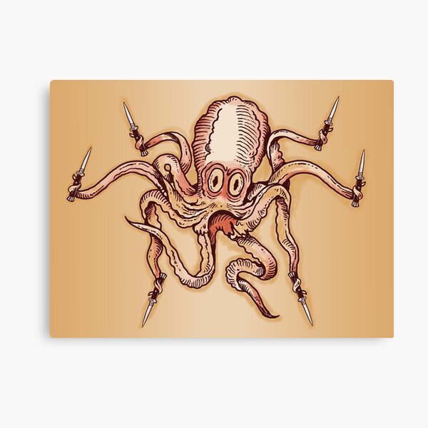 Octopus with knives Canvas Print