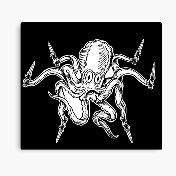 Fighty Octopus in B&W Canvas Print