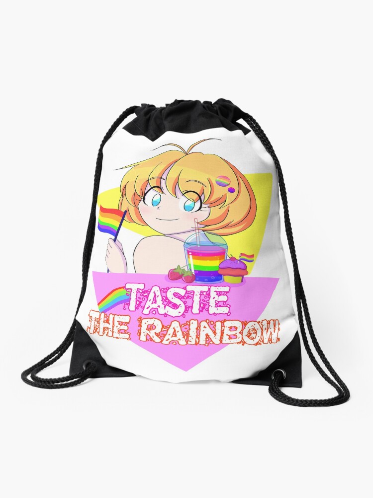 Gay Pride Rainbow Stripe Drawstring Bag - Medium sized drawstring