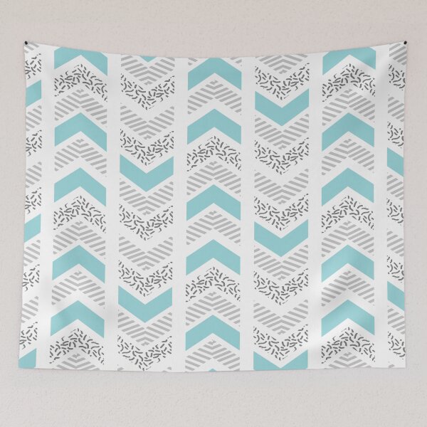 Item preview, Turquoise Grey Memphis Style Chevrons designed and sold by Pink Pineapple Works.