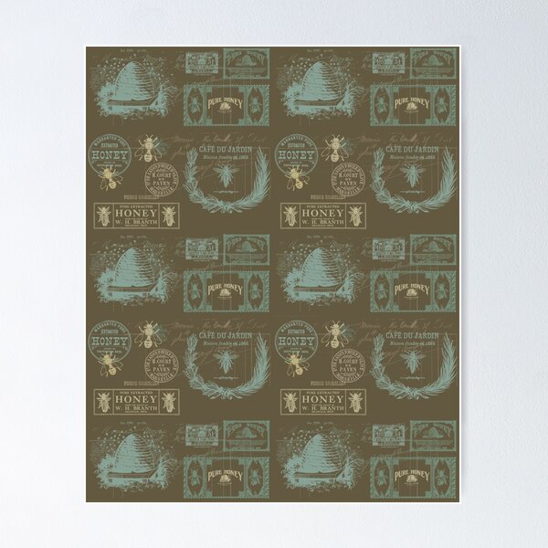 Item preview, Honey and Bee Pattern - Vintage Style - designed and sold by Suvenire.
