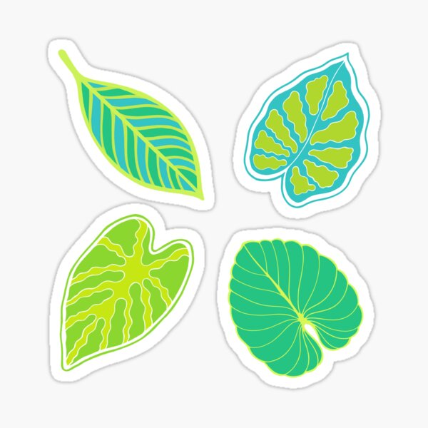 Tropical Green Leaf Jungle Pattern Sticker