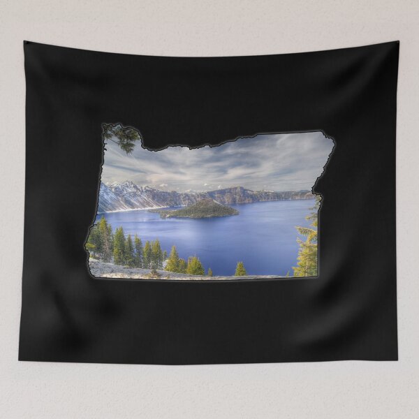 Item preview, Oregon State Outline (Crater Lake & Wizard Island) designed and sold by gorff.