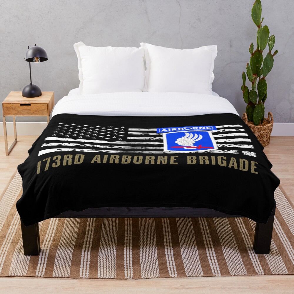 173rd Airborne Brigade (Distressed Flag) Throw Blanket