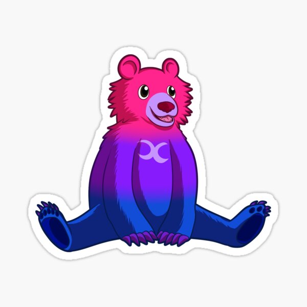 Bi Pride Flag Bear (moon bear) Sticker