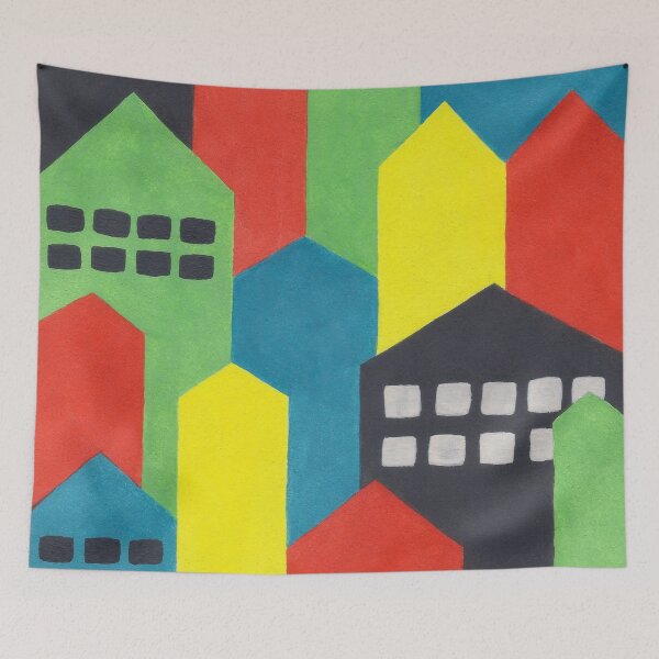Item preview, Colourful Painted Cityscape designed and sold by Sally Cummings.
