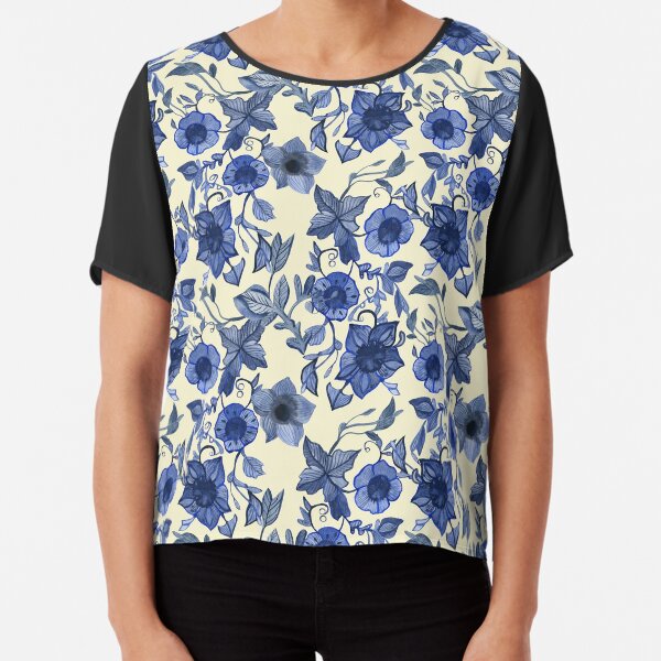 Blue flowers Chiffon Top
