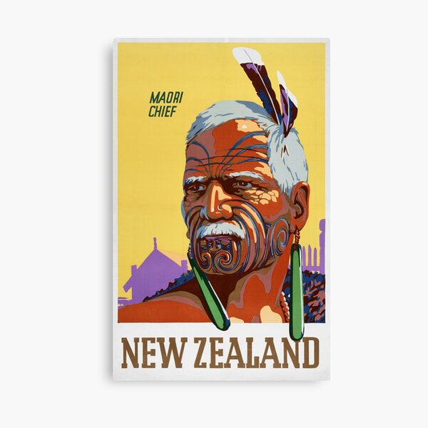 New Zealand Vintage Travel Poster Restored Canvas Print