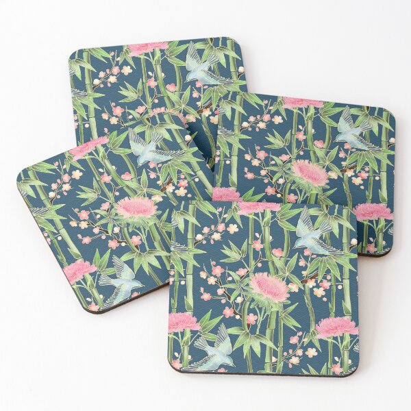 Item preview, Bamboo, Birds and Blossom - dark teal designed and sold by micklyn.