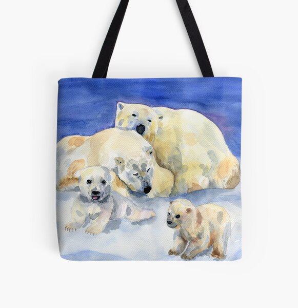 White bears All Over Print Tote Bag