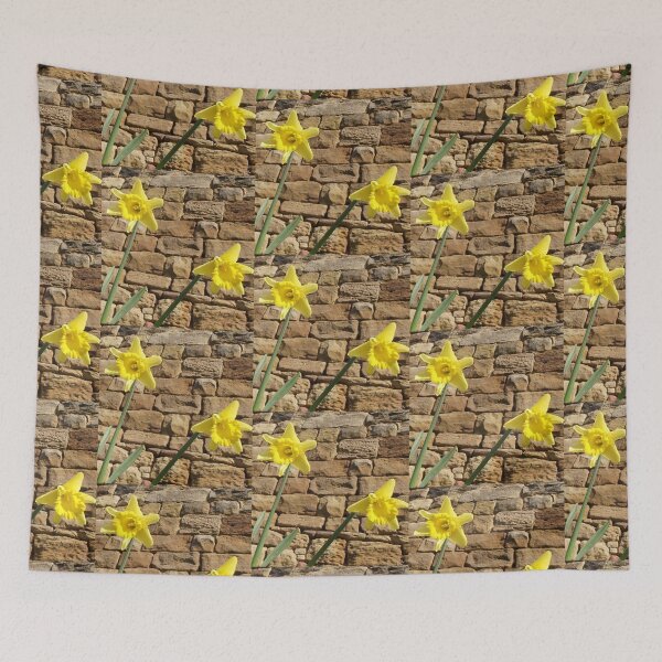 Item preview, daffodil & stone wall designed and sold by JPOempathy.