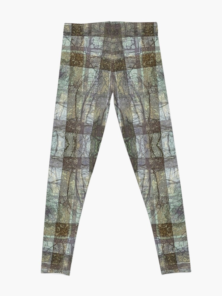 Alternate view of MISTY FOREST TREE TRUNKS PLAID PATTERN Leggings