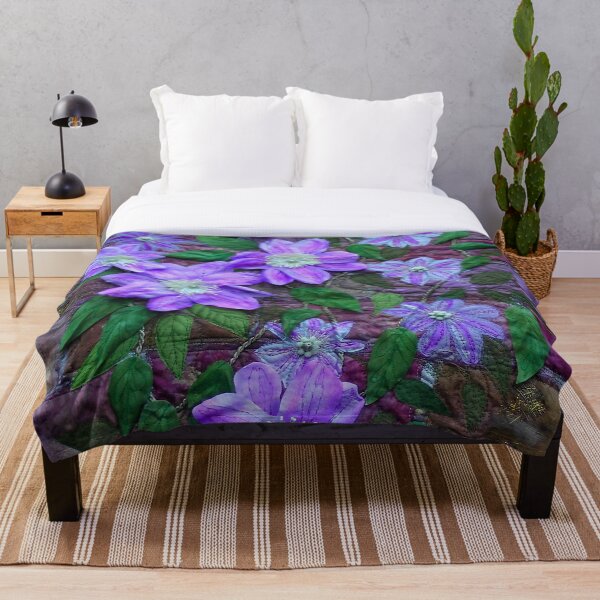 Item preview, Beautiful purple climbing clematis. Textile wall Hanging designed and sold by NisaKiley.