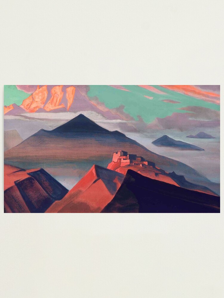 Alternate view of Tent #Mountain by Nicholas #Roerich. #Painting, desert, art, #landscape, mountain, outdoors, tent, valley, canvas Photographic Print
