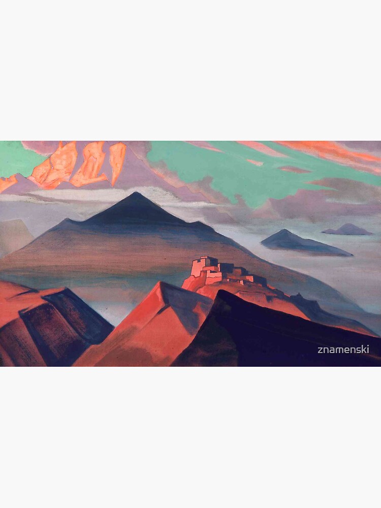 Tent #Mountain by Nicholas #Roerich. #Painting, desert, art, #landscape, mountain, outdoors, tent, valley, canvas by znamenski