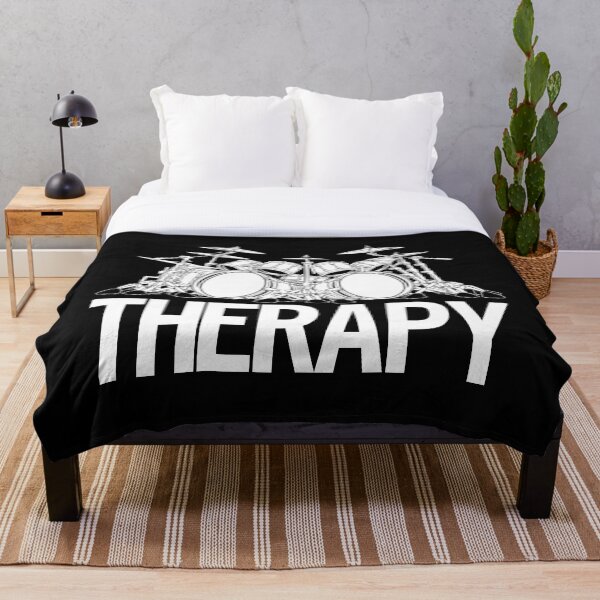 Drummers Therapy Drum Set Cartoon Illustration Throw Blanket