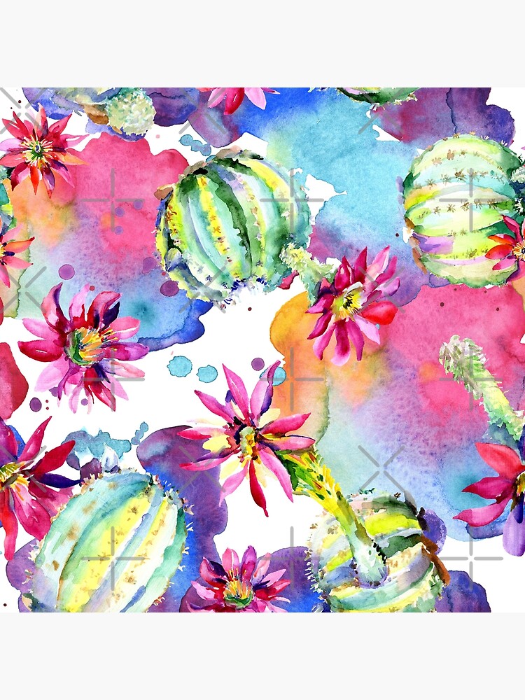 Colourful Watercolour Floral Cactus Plants by MysticMagpie