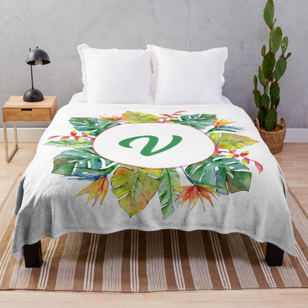 Item preview, Tropical Leaves Monogram V designed and sold by MysticMagpie.