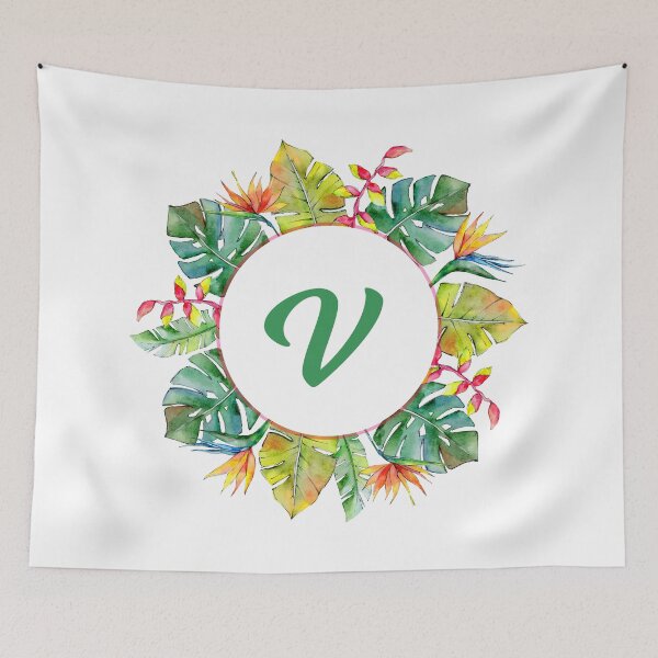 Item preview, Tropical Leaves Monogram V designed and sold by MysticMagpie.