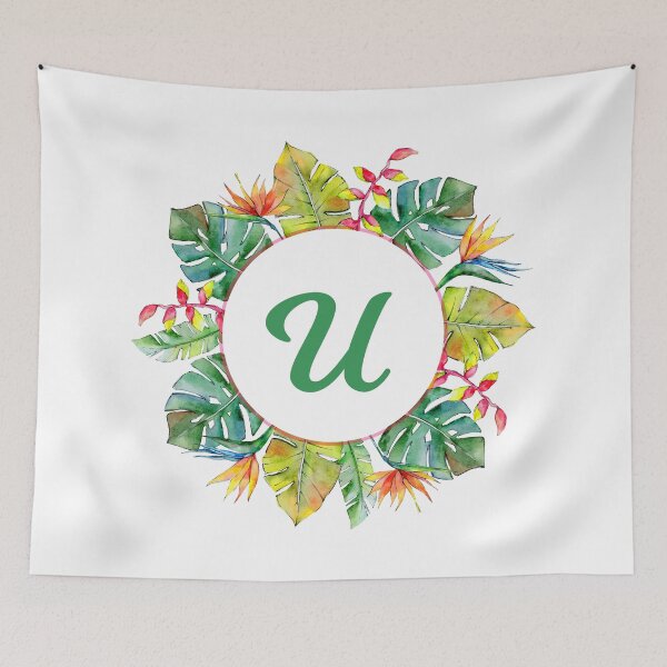 Item preview, Tropical Leaves Monogram U designed and sold by MysticMagpie.