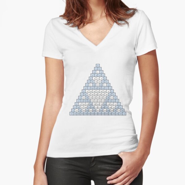 Math-based images in everyday children's setting lay the foundation for subsequent mathematical abilities. Pascal's Triangle,  треугольник паскаля, #PascalsTriangle,  #треугольникпаскаля Fitted V-Neck T-Shirt