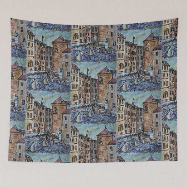 Item preview, Watercolor Sketch - Genève, Old Town, Cour de Saint Pierre designed and sold by Igor Pozdnyakov.