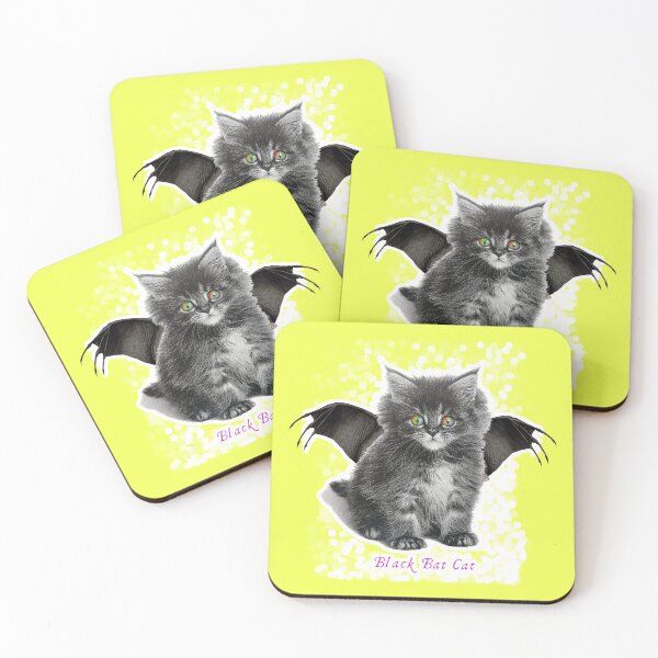 Item preview, Black Bat Cat - Rainbow Eyes (By ACCI) White Snow designed and sold by VanyssaGraphics.