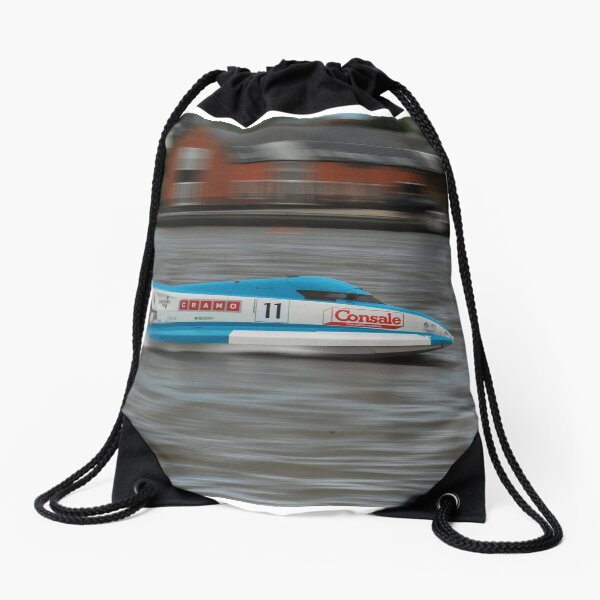 Powerboat Racing at Oulton Broad - Formula Grand Prix - Scott Curtis Drawstring Bag