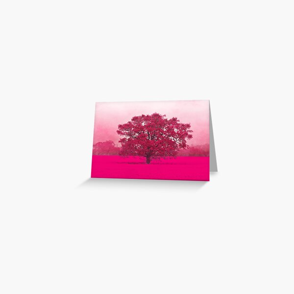 Hot Tree In A Field Of Pink Greeting Card