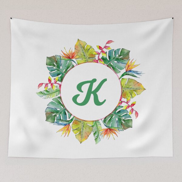 Item preview, Tropical Leaves Monogram K designed and sold by MysticMagpie.