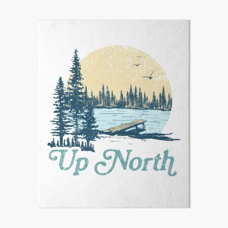 Vista previa del artículo con la obra «Vintage Up North Lake», diseñado y vendido por GreatLakesLocal.