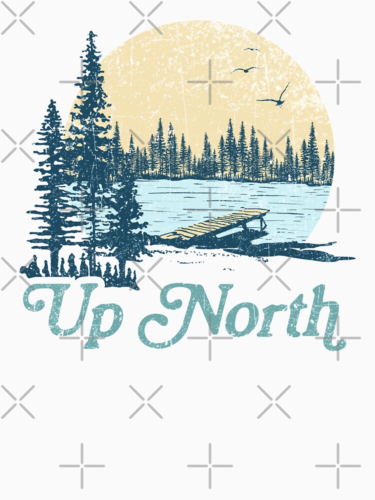 Imagen 7 de 7, Camiseta clásica con la obra Vintage Up North Lake, diseñada y vendida por GreatLakesLocal.