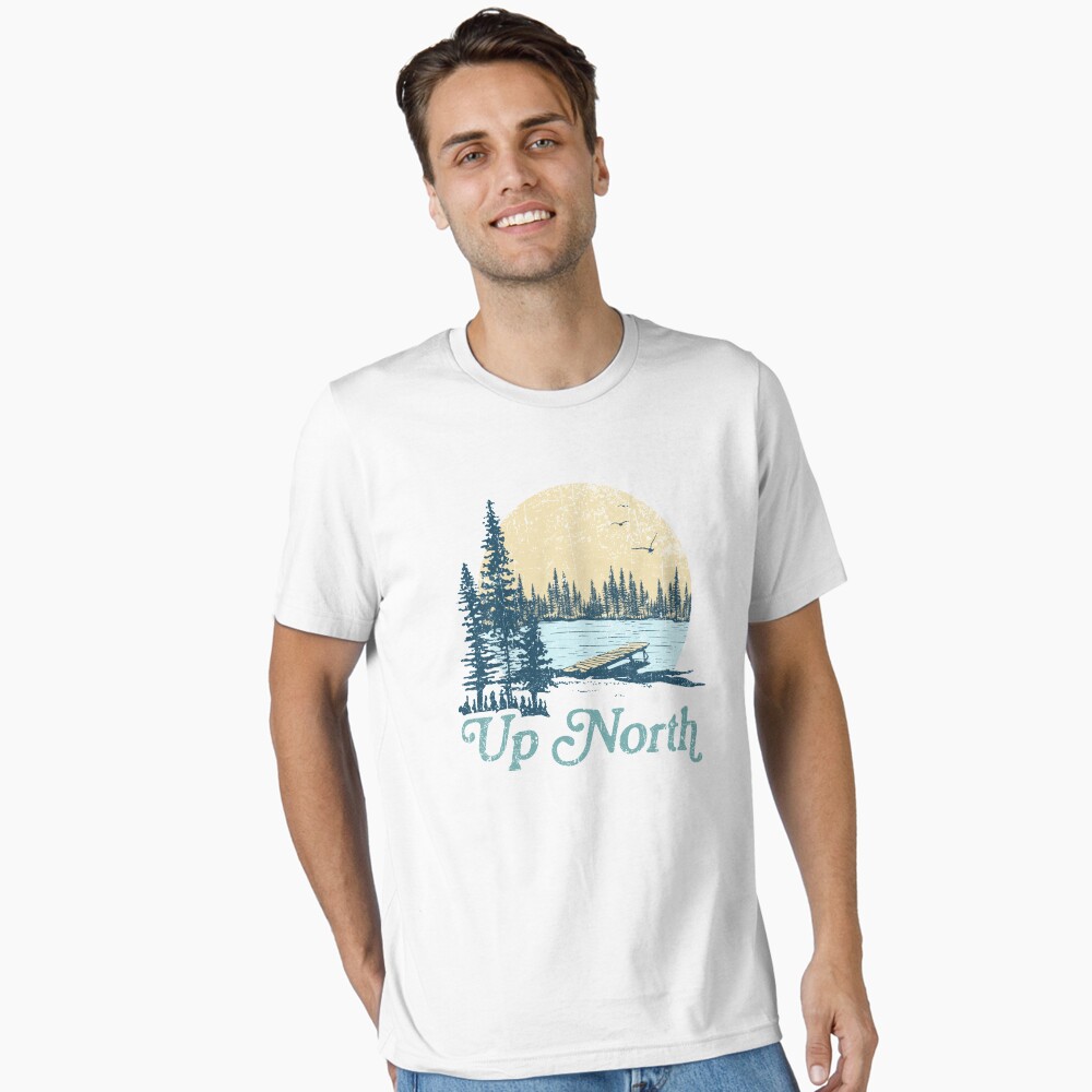 Vista previa del artículo con la obra «Camiseta esencial», diseñado y vendido por GreatLakesLocal.