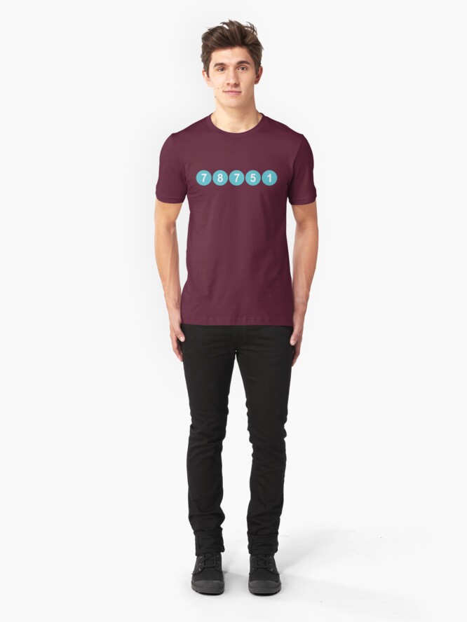 Alternate view of 78751 Austin Zip Code Slim Fit T-Shirt
