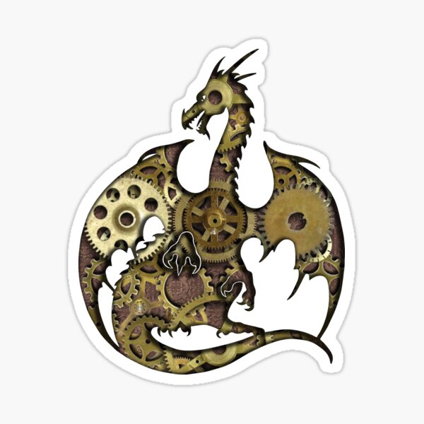 Clockwork Dragon Silhouette Sticker