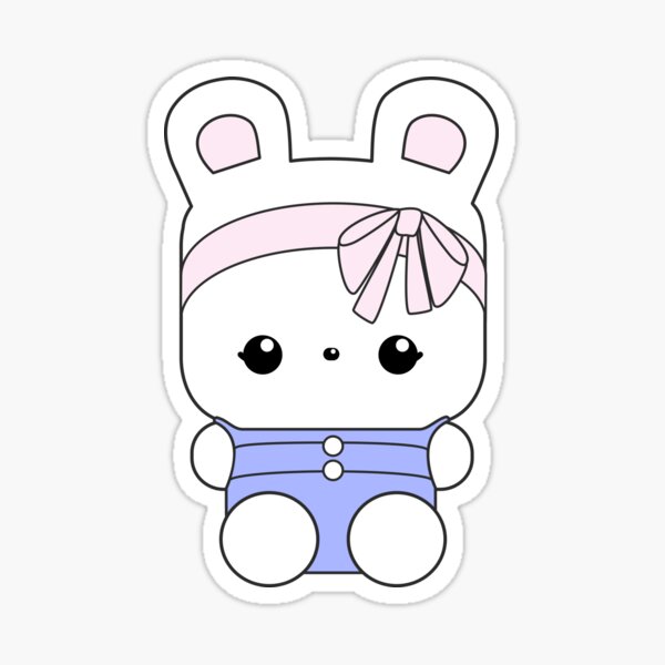 Esme the bunny mascot: blue button playsuit with pink bow Sticker