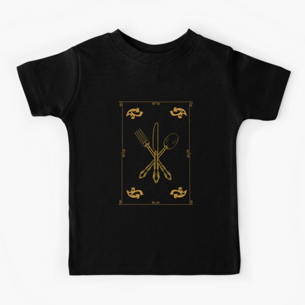 Just Add Magic Utensils Gold with Border Kids T-Shirt