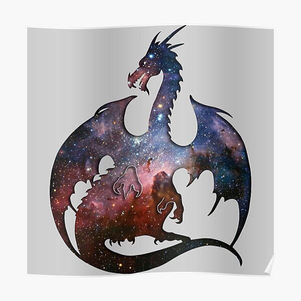 Deep Space Dragon Silhouette Poster