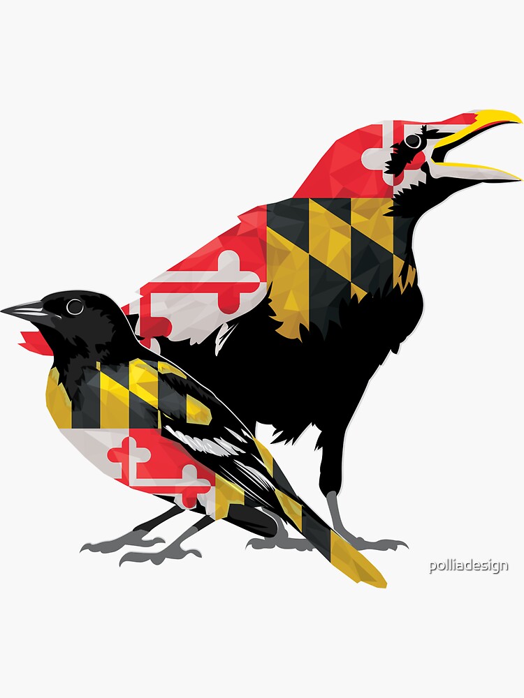 Thumbnail 3 of 3, Sticker, Maryland Flag Birds designed and sold by polliadesign.