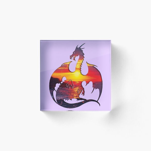 Sunset Dragon Silhouette Acrylic Block