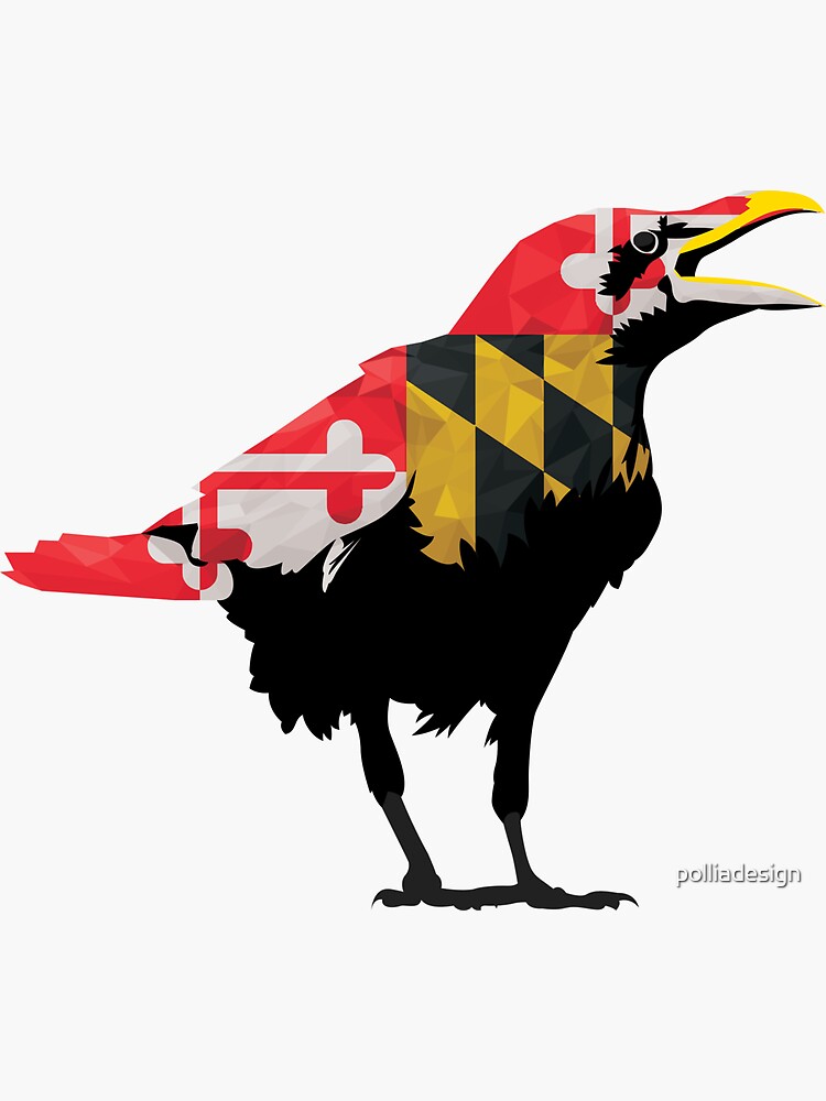 Thumbnail 3 of 3, Sticker, Maryland Raven Bird designed and sold by polliadesign.