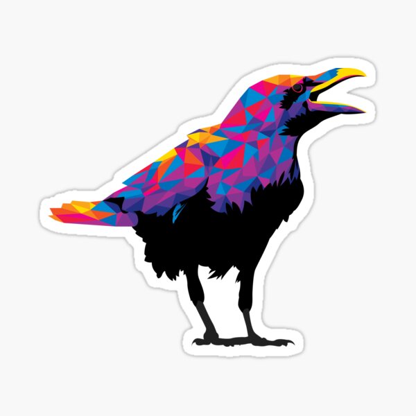 Item preview, Rainbow Colors Raven Bird designed and sold by polliadesign.
