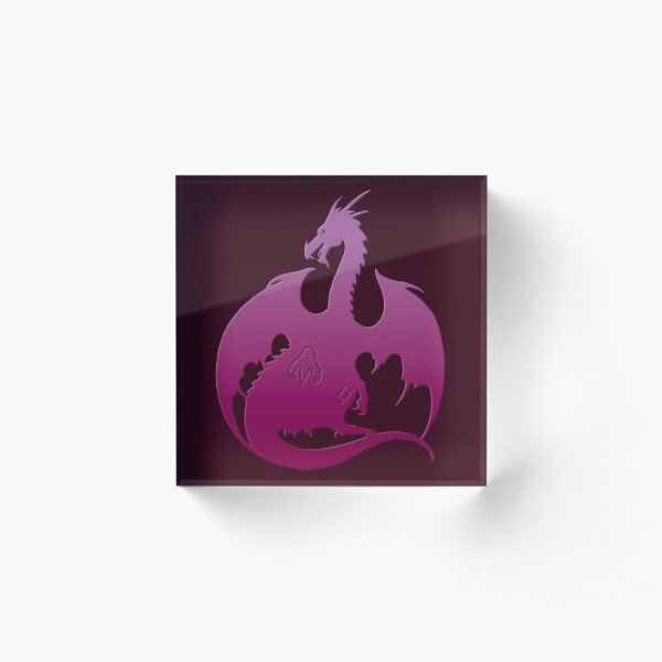 Pink Purple Dragon Silhouette Acrylic Block