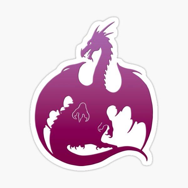 Pink Purple Dragon Silhouette Sticker