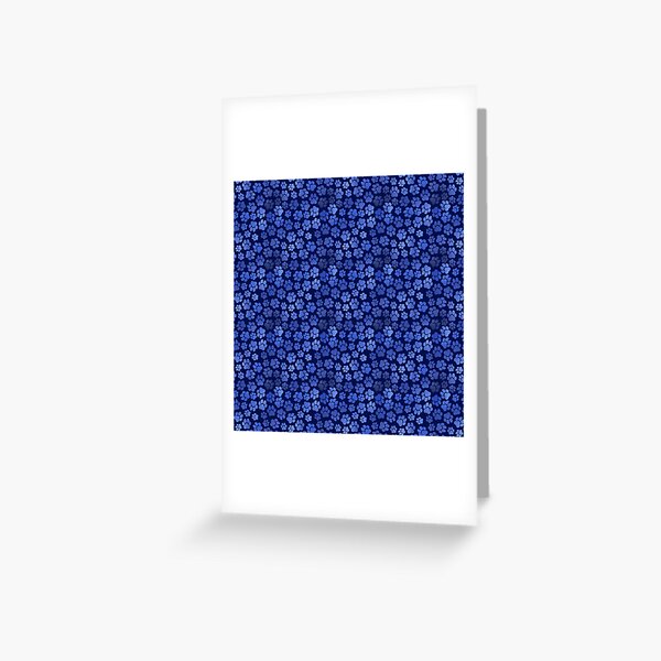 Cobalt Blue Paw Print Pattern Greeting Card