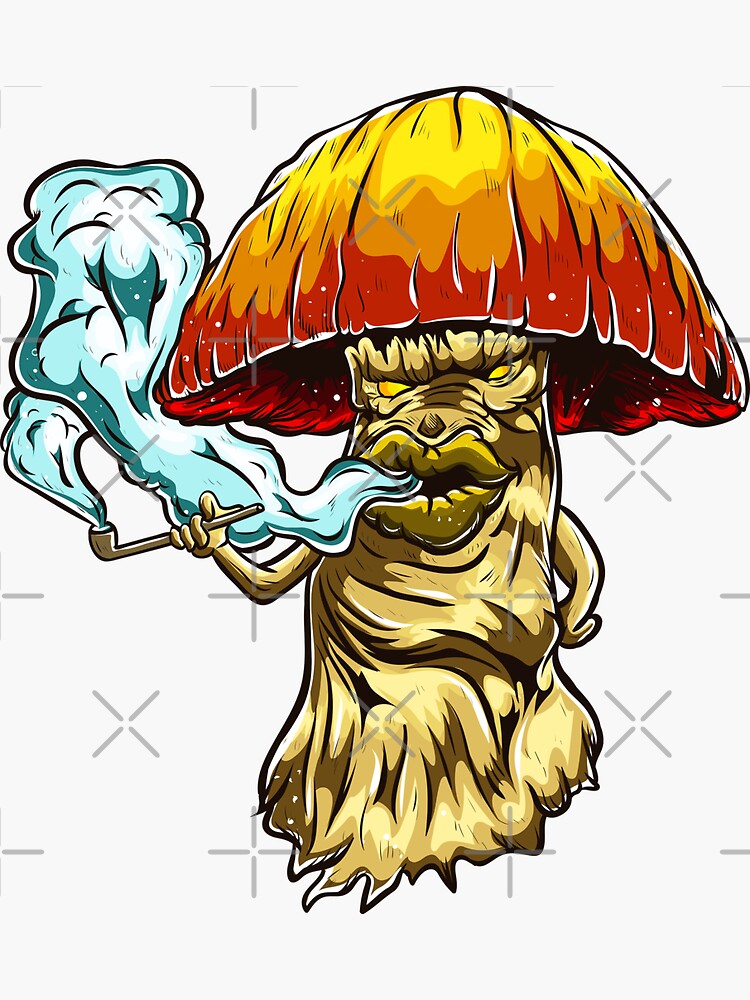 "Smoking Mushroom Drugs Pipe Psychedelic Magic Mushroom" Sticker by